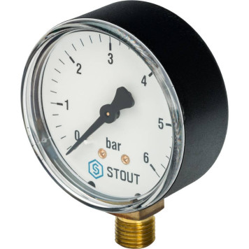 Манометр радиальный STOUT SIM-0010 Dn 63 мм 1/4, 0...6 бар, кл.2.5