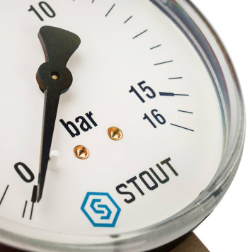 Радиальный манометр STOUT SIM-0010 Dn 80 мм 1/2, 0-16 бар, кл.2.5-4
