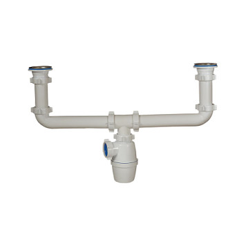 Сифон мойки 2чаши бут 1 1/2 x40 нерж/сетка Орио А-4009