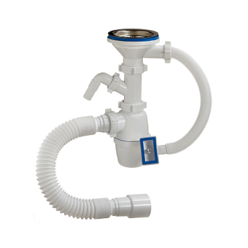 Сифон мойки бут г/пер 3 1/2 x40 гофр 40х40/50 отв нерж/сетка Орио А-4011