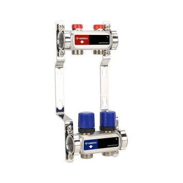 Группа коллекторная для отопления VARMEGA VM15502 ВР 1 , на 2 контура 3/4 EK, нерж. сталь