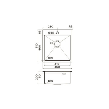 Omoikiri Akisame 46-LG Кухонная мойка нерж. сталь 51x46 см, цвет: светлое золото 4973081-1