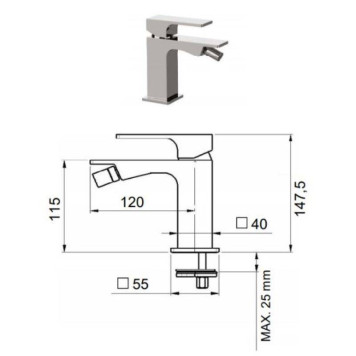 Смеситель для биде Remer Absolute без д/к хром-1
