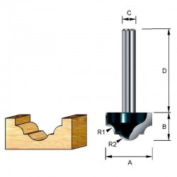 Фреза пазовая фасонная классическая 25,4х38х15,9х12 мм; R=5,56 мм (D-11081)