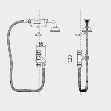 Devon Devon Ручной душ с переключателем и держателем с белой ручкой, цвет: хром-1