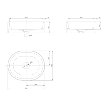 KNIEF Glow Раковина 55х40х15 см, без отв., накладная, без перелива, цвет: белый матовый. 0600-066-01-1