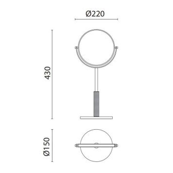 Oasis Defile Зеркало косметическое 22х15х43см., настольное, увеличительное, цвет: золото. 0AGD029OR-1