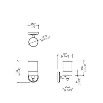 Devon Devon Dorothy Стаканчик (керамика белая) для зубных щеток подвесной, цвет: бронза/белый-1