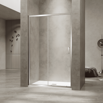 Душевая раздвижная дверь-купе в нишу PA-114 профиль хром 1500