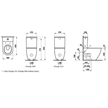 Laufen Pro Унитаз моноблок, приставной 36х65х44см., слив универсальный, подвод сбоку, цвет: белый. 8.2595.2.000.000.1, 8.2995.2.000.872.1-8