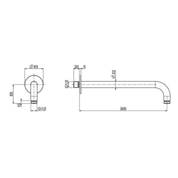 QuadroDesign Держатель верхнего душа, 30см, настенный, цвет: brushed stainless steel-1
