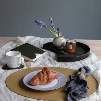 ADJ Плейсмат 47.5x35см., овальный, натуральная кожа, цвет: капучино/шоколад-1