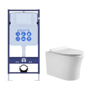 SET AQUATEK НИКА (рама AQUATEK Standard INS-0000012(без клавиши и крепежа)+унитаз НИКА AQ2009-00 с тонким сиденьем soft-close SET AQUATEK НИКА