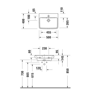Duravit No1 Раковина 50х40см., подвесная, 1 отв., цвет: белый глянцевый. 07435000002-2