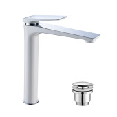 LM5909CWALLEGROСмеситель для умывальника высокий, монолитный, хром/белый LM5909CW