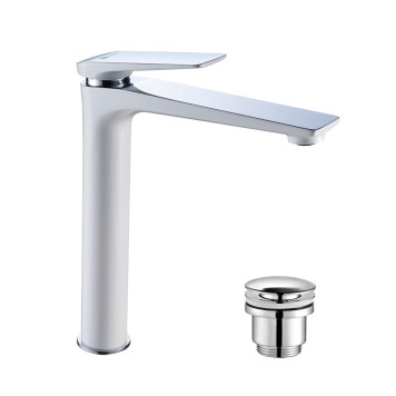 LM5909CWALLEGROСмеситель для умывальника высокий, монолитный, хром/белый LM5909CW