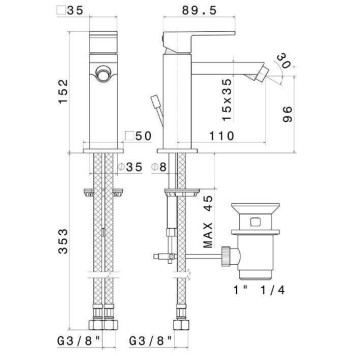 Kerama Marazzi Futura Смеситель для биде, на 1 отв., с донным клапаном, цвет: хром-1
