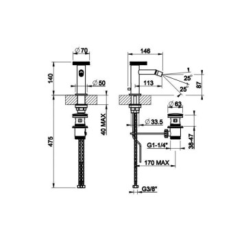 Gessi Anello Смеситель для биде на 1 отв., с донным клапаном, цвет: хром-1