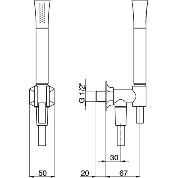 Cisal Cherie Душевой гарнитур:ручная лейка,шланг 150 см,вывод с держателем, цвет: хром-1