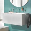 Emco Vanity units Тумба с раковиной подвесная 120х52хh44см, 1 ящик со стекл фасадом, ручка хром, корпус лак, подвесная, цвет: белый