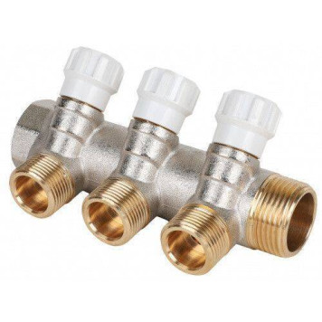 Коллектор, Premium, 1 x 3/4ЕК, 3 выхода, с регулирующими вентилями