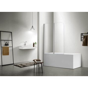 AQ DEL SBA 10015CH Шторка на ванну двухэлементная, поворотная 1000X1500 профиль хром, стекло прозрачное AQ DEL SBA 10015CH