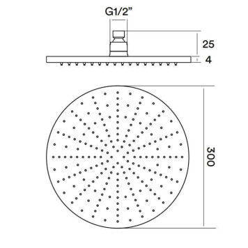 QuadroDesign Верхний душ, 30см., цвет: brushed stainless steel-1