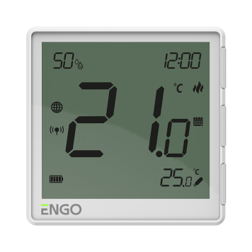 Беспроводной терморегулятор, белый, с модулем Zigbee, с аккумулятором, со встроенным датчиком влажности, с возможностью подключения датчика пола