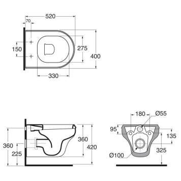 Azzurra Charme Унитаз подвесной 52x40xH36 см, c креплением KIT 2000 CF, цвет: Bianco lucido-3