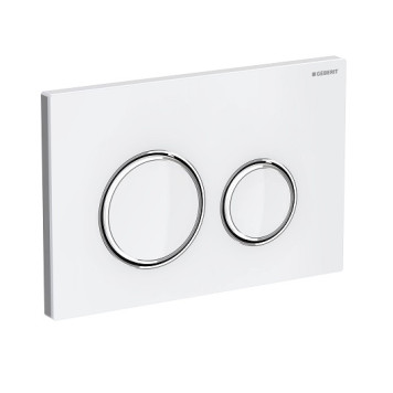 115.884.SI.1 Смывная клавиша Geberit Sigma21, двойной смыв к 111.300/350/361/362/380/390/796 : стекло белое, глянцевый хром 115.884.SI.1-1