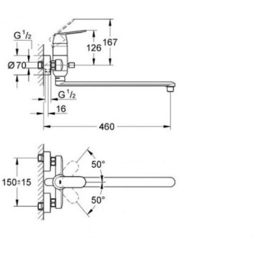 32847000 Eurosmart Cosmopolitan Смеситель для ванны, длинный излив, хром 32847000-1