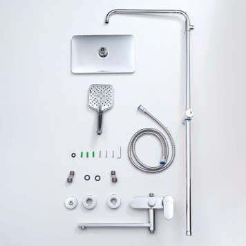 AQ2840CR НИКА душевая система (смеситель для ванны) 3 jet 300х193 мм с длинным изливом AQ2840CR-4