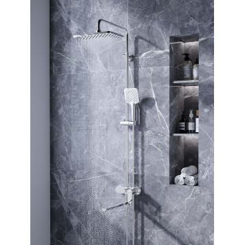 AQ2840CR НИКА душевая система (смеситель для ванны) 3 jet 300х193 мм с длинным изливом AQ2840CR-8