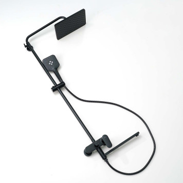 AQ2840MB НИКА душевая система (смеситель для ванны) 3 jet 300х193 мм с длинным изливом, матовый черный AQ2840MB-5