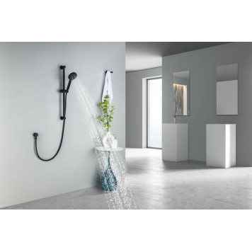 AQ2016MB ОБЕРОН душевой гарнитур 3jet 65 см, матовый черный AQ2016MB-3