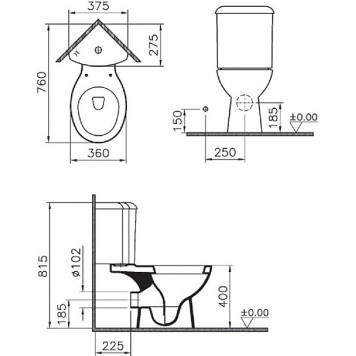 9754B003-7201 Угловой унитаз Arkitekt с сиденьем микролифт VITRA 9754B003-7201-1