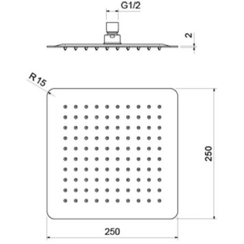 AQ2072MB квадратный верхний душ 2502502 мм, матовый черный AQ2072MB-1