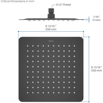 AQ2072MB квадратный верхний душ 2502502 мм, матовый черный AQ2072MB-8