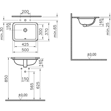 5474B003-0618 S 20 раков.встр.снизу 43см, цв.белый 5474B003-0618-1