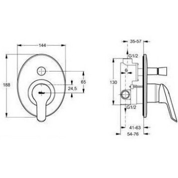 A6997AA BALANCE встраиваемый смеситель для ванны (внешняя часть) A6997AA-1