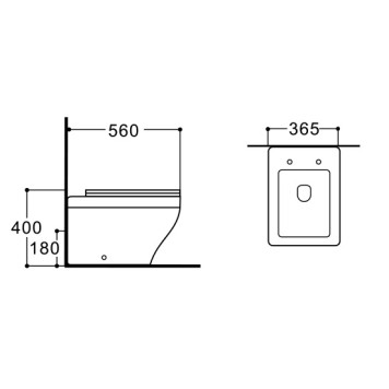 AQ1964-00 АМАДЕО Унитаз приставной безободковый 560365400 мм, тонкое сиденье с механизмом плавного закрывания, крепеж AQ1964-00-2