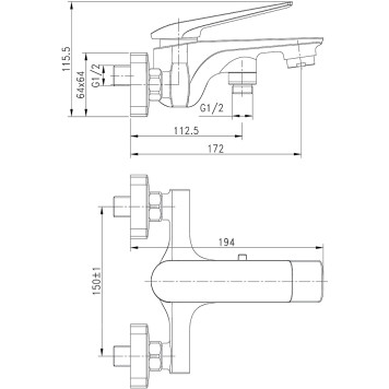 LM5914CWALLEGROСмеситель для ванны с коротким изливом, хром/белый LM5914CW-2