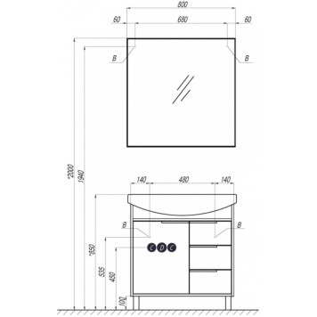 1A216502RI010 Зеркало Рико 80 1A216502RI010-2