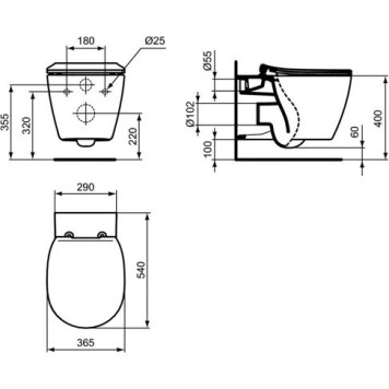 E047901 Connect Aquablade подвесной унитаз с полностью скрытым креплением E047901-1