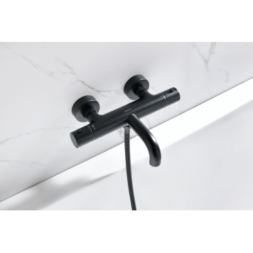 AQ1343MB ЕВРОПА термостатический смеситель для ванны, матовый черный AQ1343MB-3