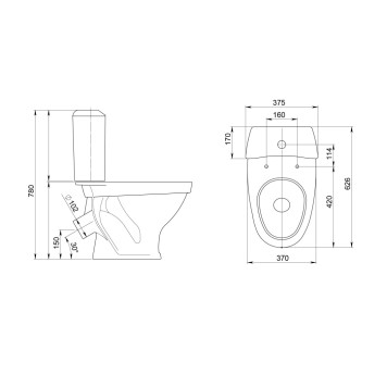 1P2018S0000BF Унитаз-компакт Вест белый, сидение полипропилен (арт. 188018S0020B0), кос выпуск 1.P201.8.S00.00B.F-5
