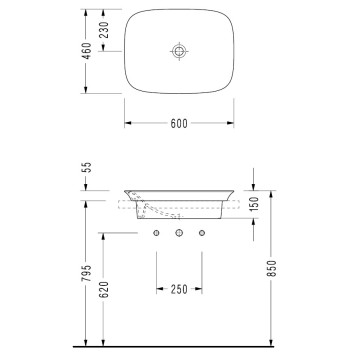 HR33DXS110H HERA раковина для установки в столешницу 46х60 см, Serel HR33DXS110H-1