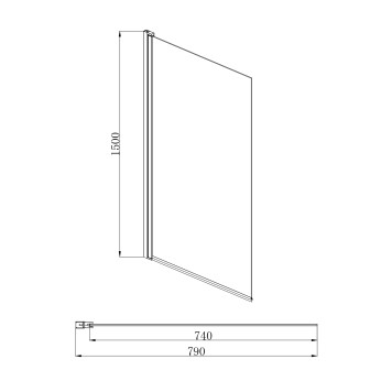 AQ DEL SBA 08015CH Шторка на ванну, одноэлементная, поворотная 800X1500 профиль хром, стекло прозрачное AQ DEL SBA 08015CH-1