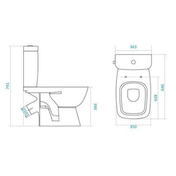 1.WH30.2.408 НЕО ЛАЙТ Унитаз-компакт,, 2-реж., дюро, метал крепление 1.WH30.2.408-1
