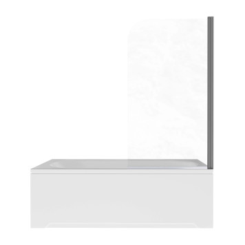 AQ.BSRC.080.1GM Шторка на ванну, одноэлементная, поворотная 800X1500 профиль оружейная сталь, стекло прозрачное 6мм, угол круглый AQ.BSRC.080.1GM